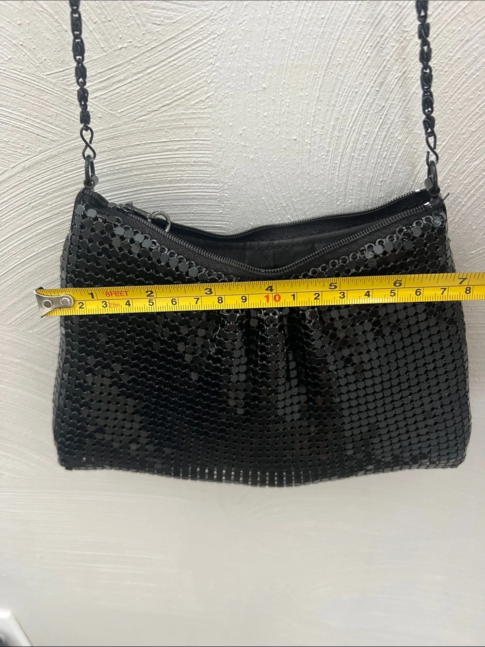 Vintage Black Metal Mesh Chain Strap Evening Bag